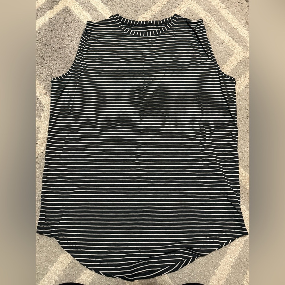 lululemon athletica Black and White Striped Muscle Tee